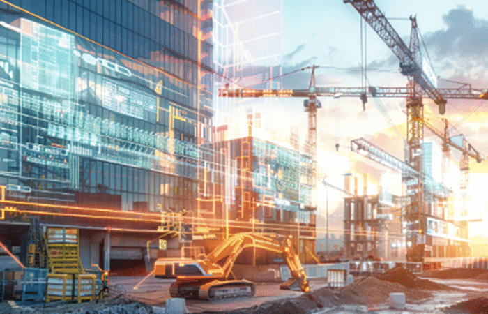 building site with digital images overlaid