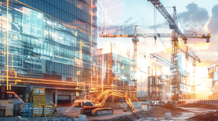 building site with digital images overlaid